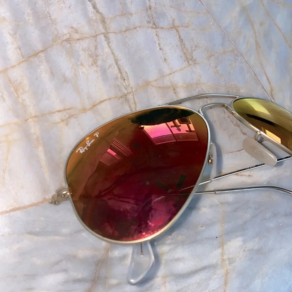 Ray Ban Large Aviator Sunglasses Orange Glasses Gold Frames Shades 3025‎